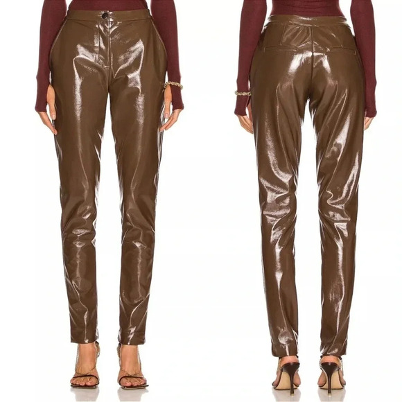 ALIX NYC Faux Patent Leather Loring Pant Acorn Size 6 NWT - Picture 3 of 11